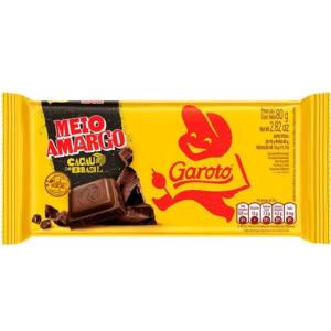 BARRA DE CHOCOLATE GAROTO MEIO AMARGO 80G