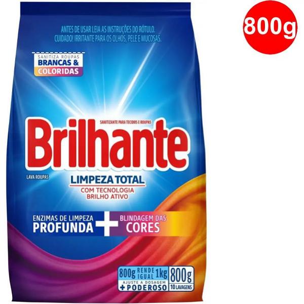 SABÃO EM PÓ BRILHANTE  LIMPEZA  TOTAL 800G