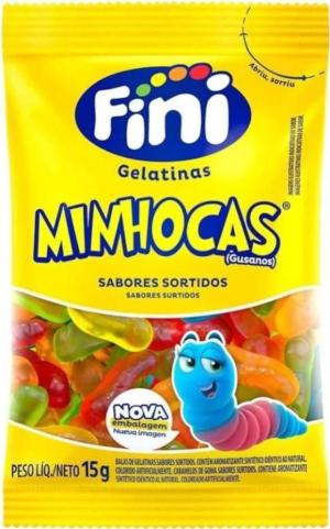 BALA FINI MINHOCAS GELATINAS SORTIDAS 15GR
