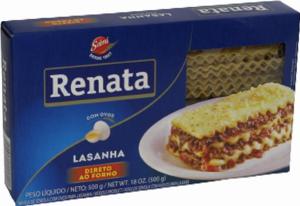 MASSA DE SEMOLA PARA LASANHA COM OVOS RENATA 500GR