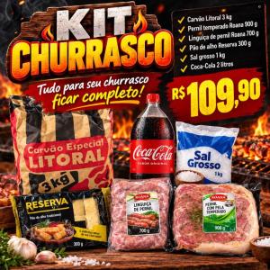 KIT CHURRASCO ( CARVÃO, COCA 2 L, SAL GROSSO 1 UND, (...)