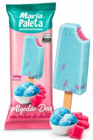 	 Picolé MARIA PALETA ALGODÃO DOCE COM CHICLETES (...)