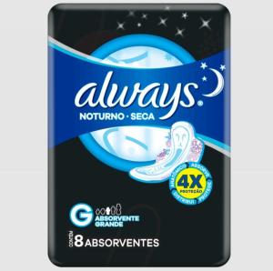 ABSORVENTE ALWAYS SECA NOTURNO C/ABAS C/8UN.