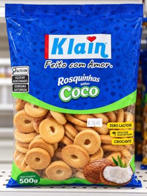 BISCOITO  ROSQUINHA DE COCO  ZERO LACTOSE KLAIN 500GR