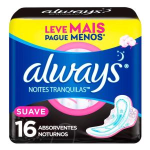 ABSORVENTE ALWAYS SUAVE NOTURNO COM ABAS C/16UN.