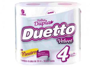PAPEL HIGIÊNICO DUETTO VELVET NEUTRO 4RL