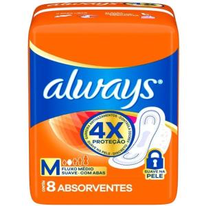 ABSORVENTE ALWAYS SUAVE COM ABAS C/8UN.