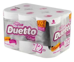 PAPEL HIGIÊNICO DUETTO VELVET NEUTRO 30MT 12 ROLOS