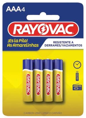 PILHA AMARELA RAYOVAC AAA C/4UN