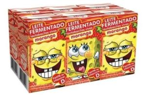 LEITE FERMENTADO BOB ESPONJA MORANGO C/6UN DE 80GR