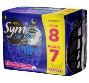 ABSORVENTE SYM NOITE E DIA SUAVE COM ABAS C/8UN.