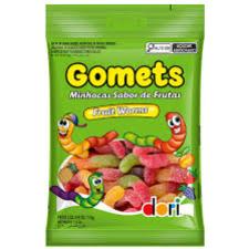 BALA GOMETS MINHOCAS   FRUIT WORMS FRUTAS ACIDAS 150GR