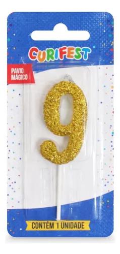 VELA DE ANIVERSÁRIO DOURADO CURIFEST N°9