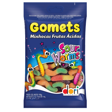 BALA GOMETS MINHOCAS FRUTAS ACIDAS 190GR
